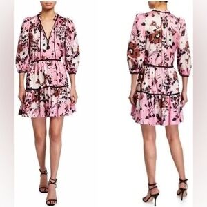 VERONICA BEARD Floral Pink and Black Dress